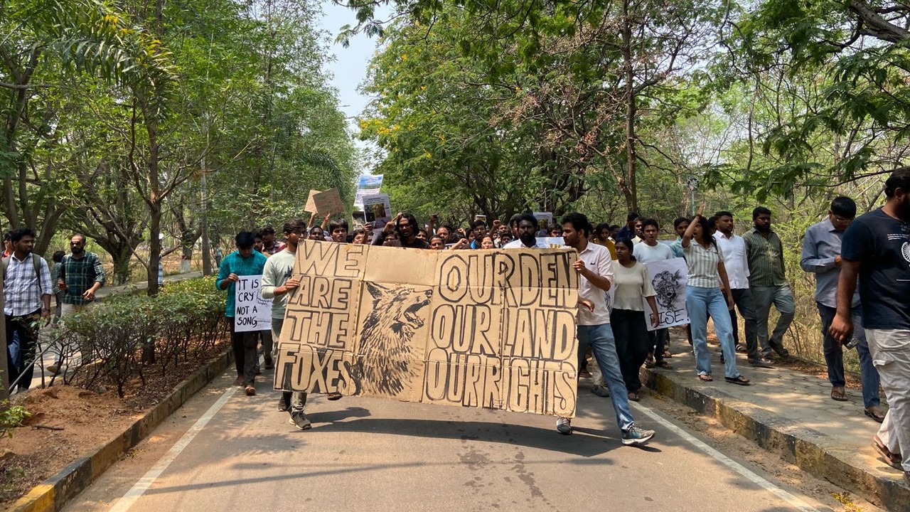 UoH Students Declare Indefinite Protest Against Land Clearing at Kancha Gachibowli